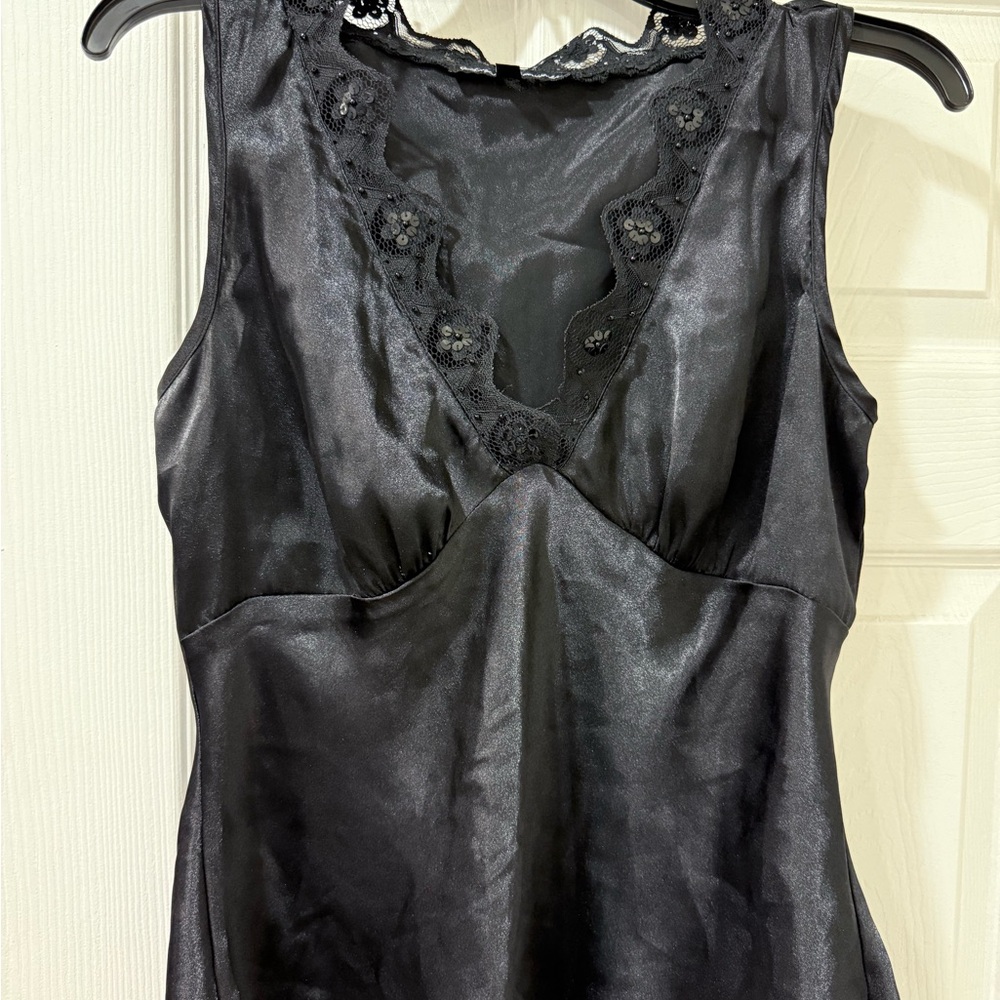 Elegant Black Satin Sleeveless Top